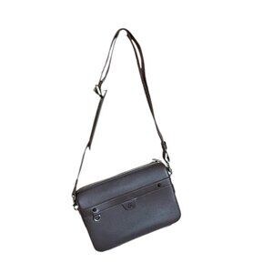 Christian Louboutin 3225098 Ruisbuddy Zipped Leather Crossbody Bag Cosme Brown